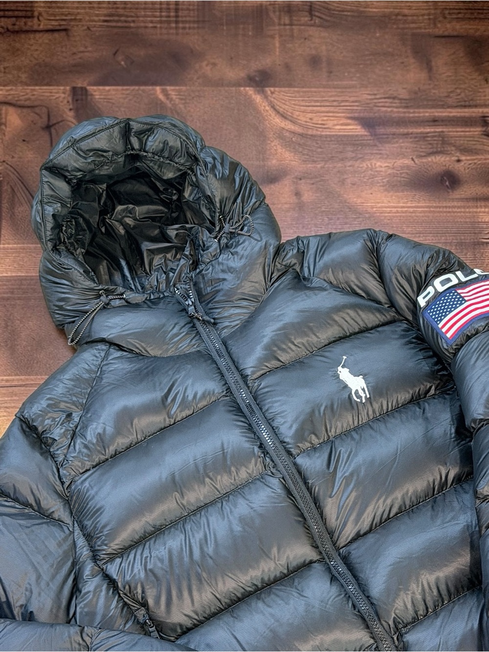 Polo Ralph Lauren Black “USA” The Hawthorne Flag Down Jacket Mens L, $598 NWOT